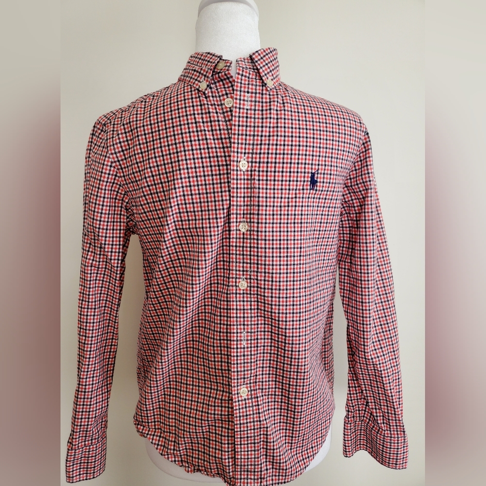 Polo Ralph Lauren Blue and Red long sleeve button up M (10-12) Boys